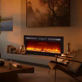 Acekool - 40" Wall Mount Electric Fireplace, Touch Screen and Remote Control, 12 Flame Colors