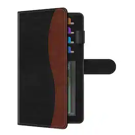 Kitcheniva - RFID Blocking Checkbook & Credit Card Wallet Organizer Black Brown - Black and Brown