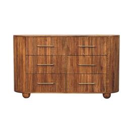 Artisan Furniture - Solid Wood Amber Oak Ridgefront Chest, 6 Drawer - Brown