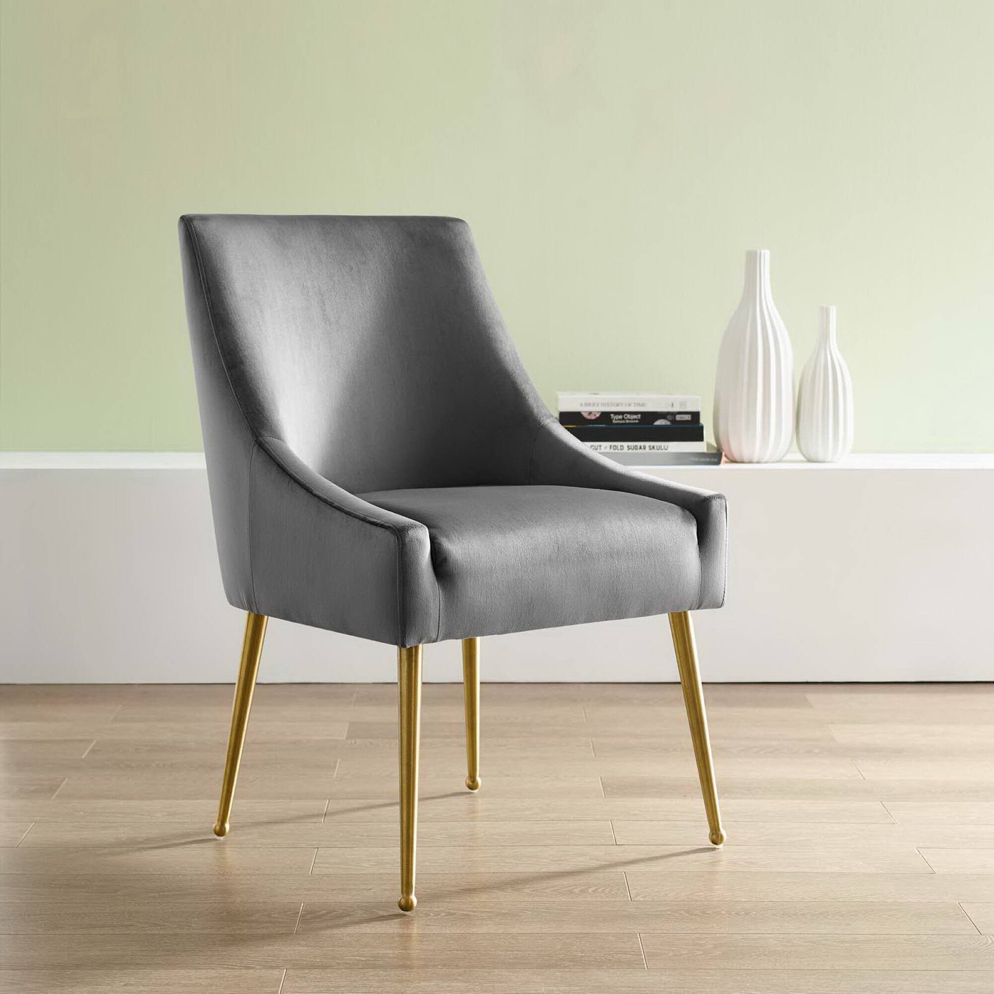 Left. Modway - Discern Upholstered Performance Velvet Dining Chair by Modway - Gray.