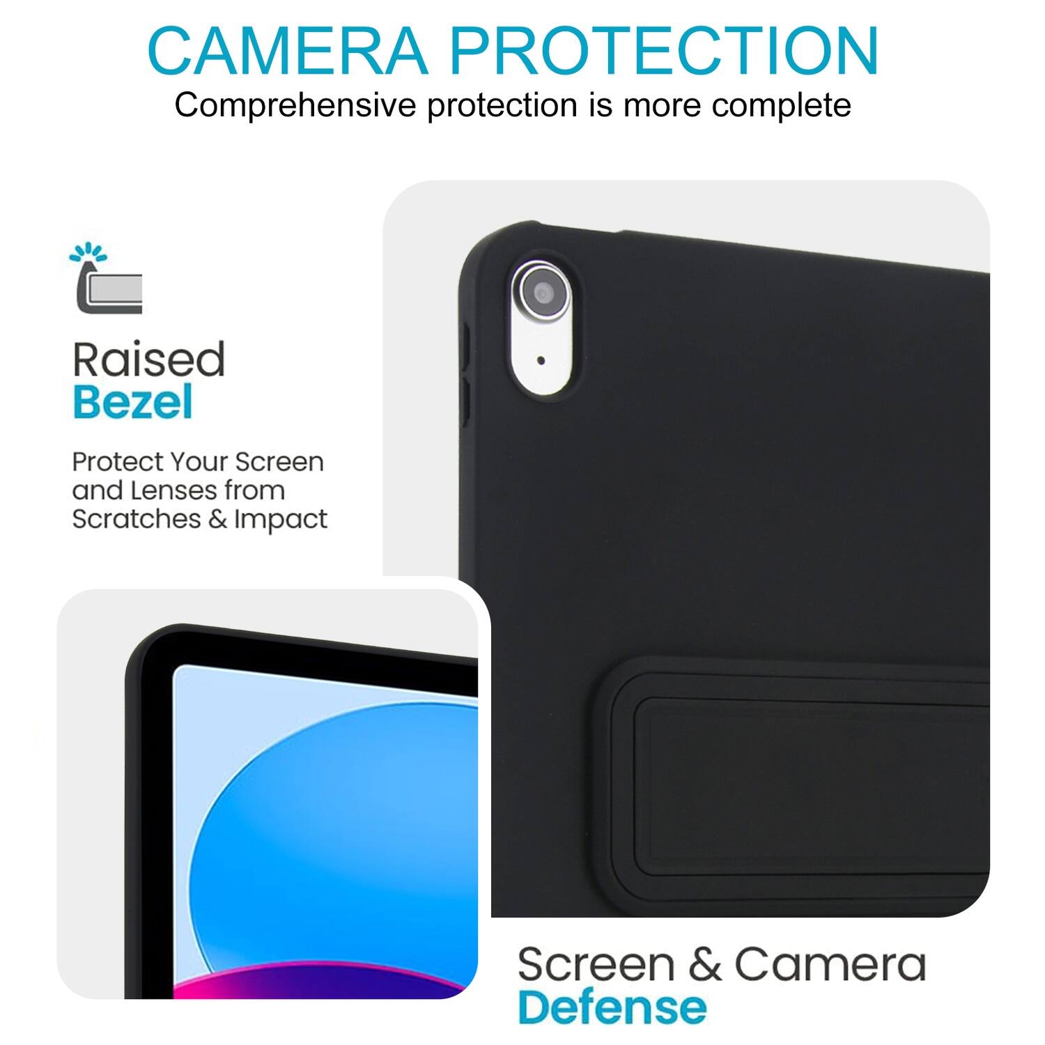 CAMERA PROTECTION  
Comprehensive protection is more complete  

Raised Bezel  
Protect Your Screen and Lenses from Scratches & Impact  

Screen & Camera Defense