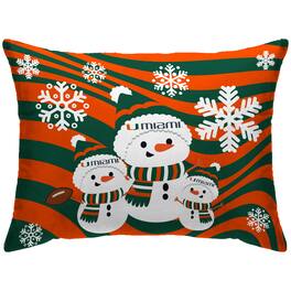 Pegasus - Miami Hurricanes 20'' x 26'' Holiday Snowman Bed Pillow - Multicolor