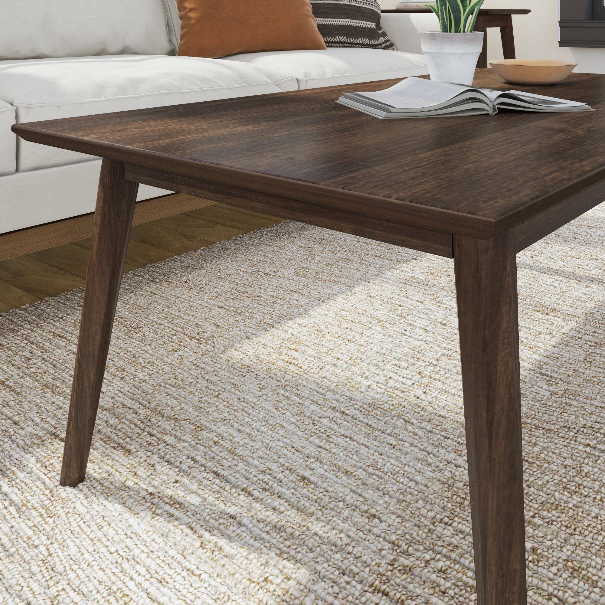 Alt View 3. Plank+Beam - Mid-Century Modern Rectangular Coffee Table (48in x 24in / 1220mm x 610mm), Walnut - Walnut.
