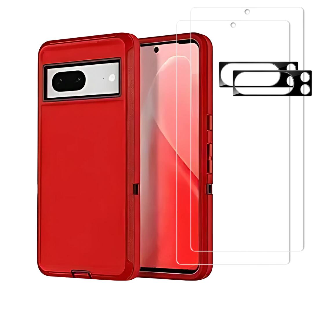 Front. Entronix - Entronix Bundle for Google Pixel 8 - Heavy Duty Case with Screen and Camera Lens Protectors - Red.