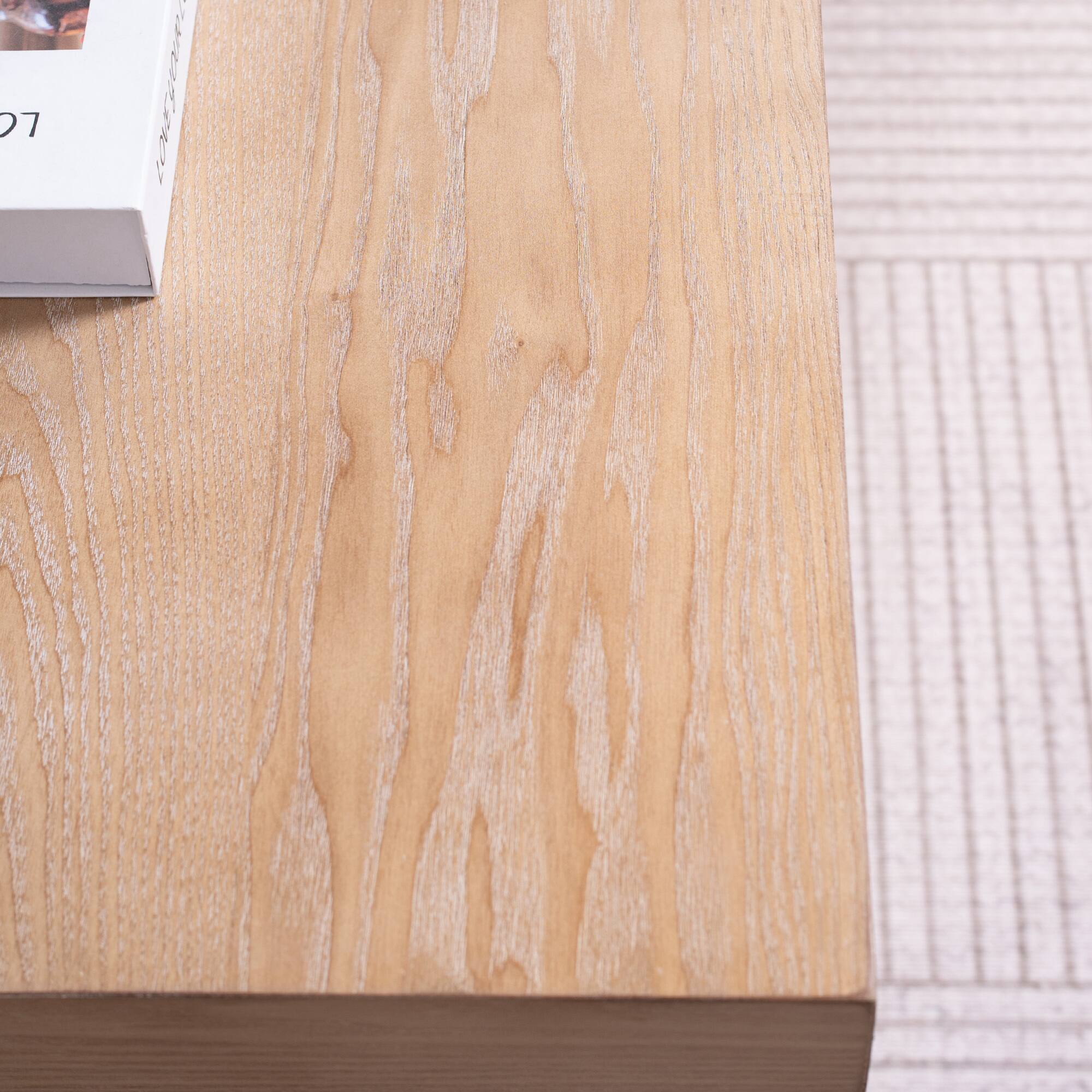 Alt View 5. GOODSILO - Elegant Scroll Base Rectangular Coffee Table with Natural Wood Top for Modern Farmhouse Living Room Decor - Natural.