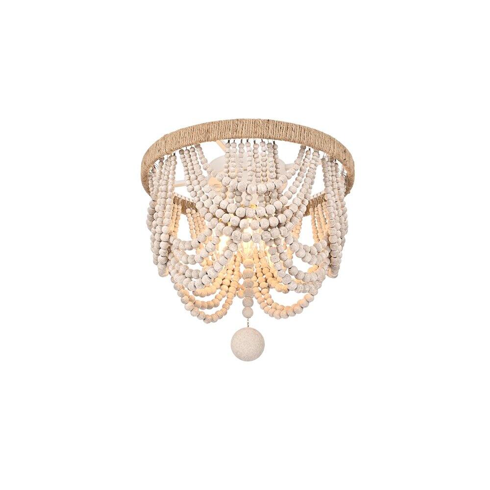 Back. Living District - Jolie 12 Inch Beaded Flush Mount Ceiling Light In Antique White - Antique White.