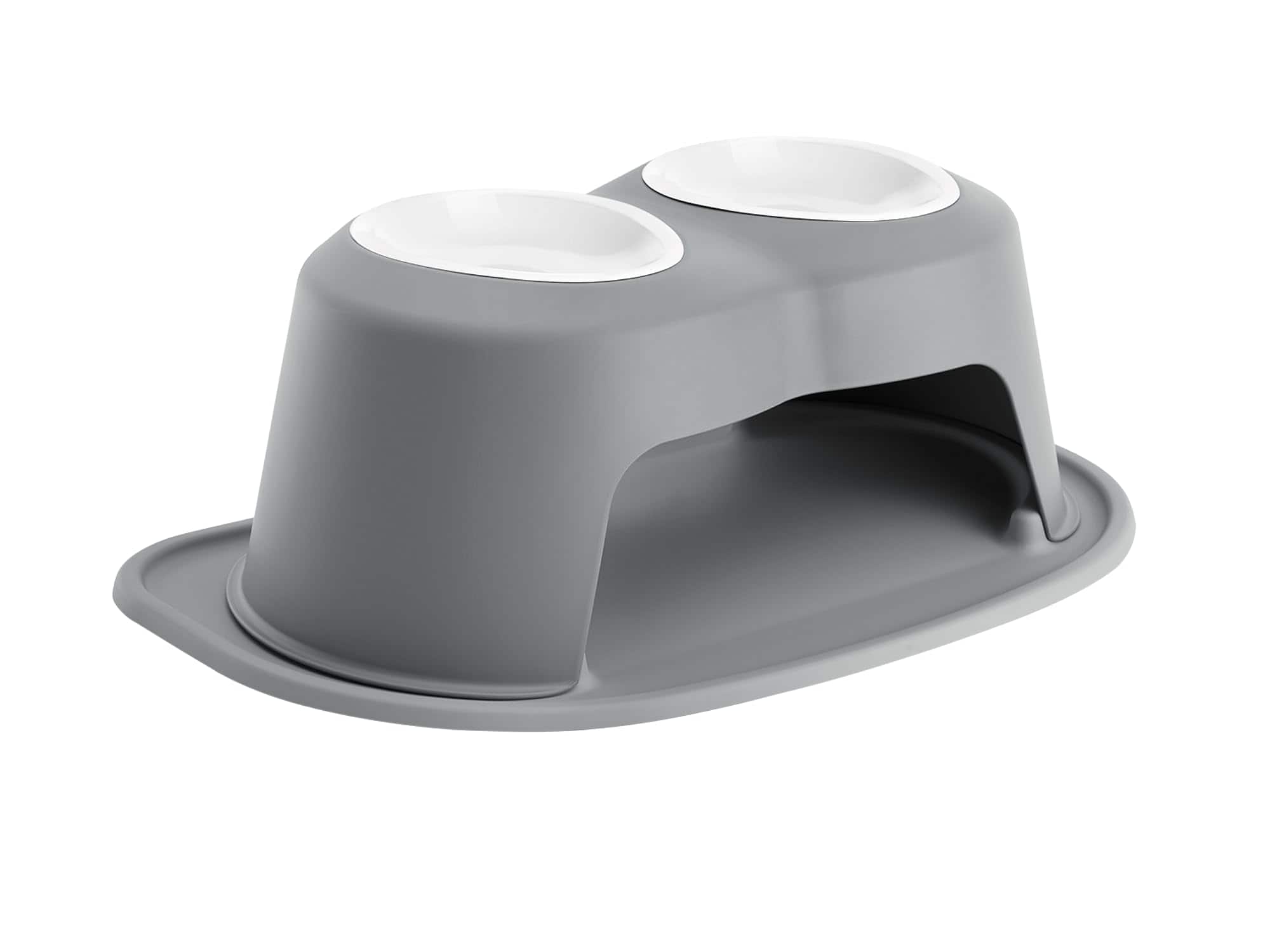 WeatherTech - Double High Pet Feeding System | Elevated Pet Bowls - 8" High Dark Grey - 32oz (4 cup) BPA-Free Plastic Bowls - Dark Gray