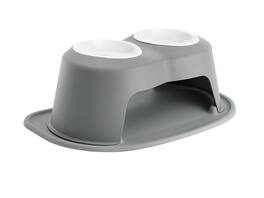 WeatherTech - Double High Pet Feeding System | Elevated Pet Bowls - 8" High Dark Grey - 32oz (4 cup) BPA-Free Plastic Bowls - Dark Gray