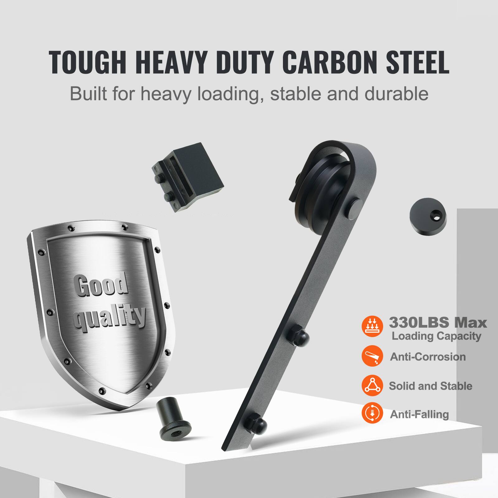 TOUGH HEAVY DUTY CARBON STEEL  
Built for heavy loading, stable and durable  

Good quality  

330LBS Max Loading Capacity  
Anti-Corrosion  
Solid and Stable  
Anti-Falling