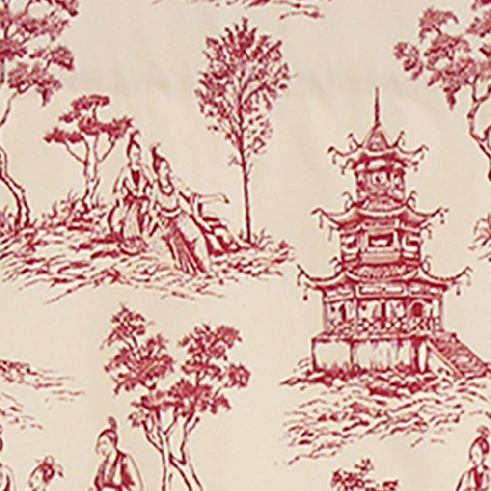 Left. RLF Home - RLF Home Naomi Regal Oriental Motive 3" Rod Pocket Valance 50" x 17" Red - Red.