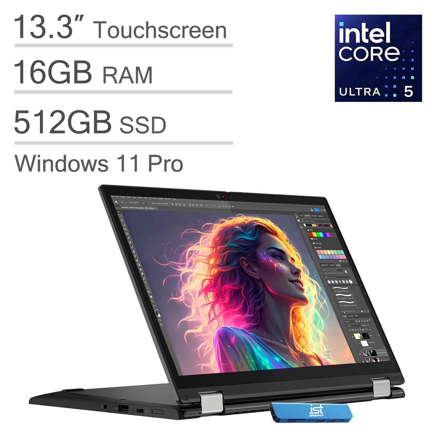 Lenovo - ThinkPad L13 Yoga Gen 5 2-in-1 Laptop - 13.3" FHD+ Touch AI PC - Intel Core Ultra5 - 16GB RAM - 512GB SSD - Win11Pro - Black