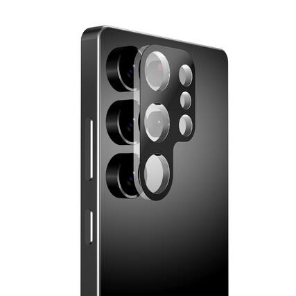 Front. BASELINE - baseline Tempered Glass Lens Protector for Samsung Galaxy S25 Ultra - Black - Clear.