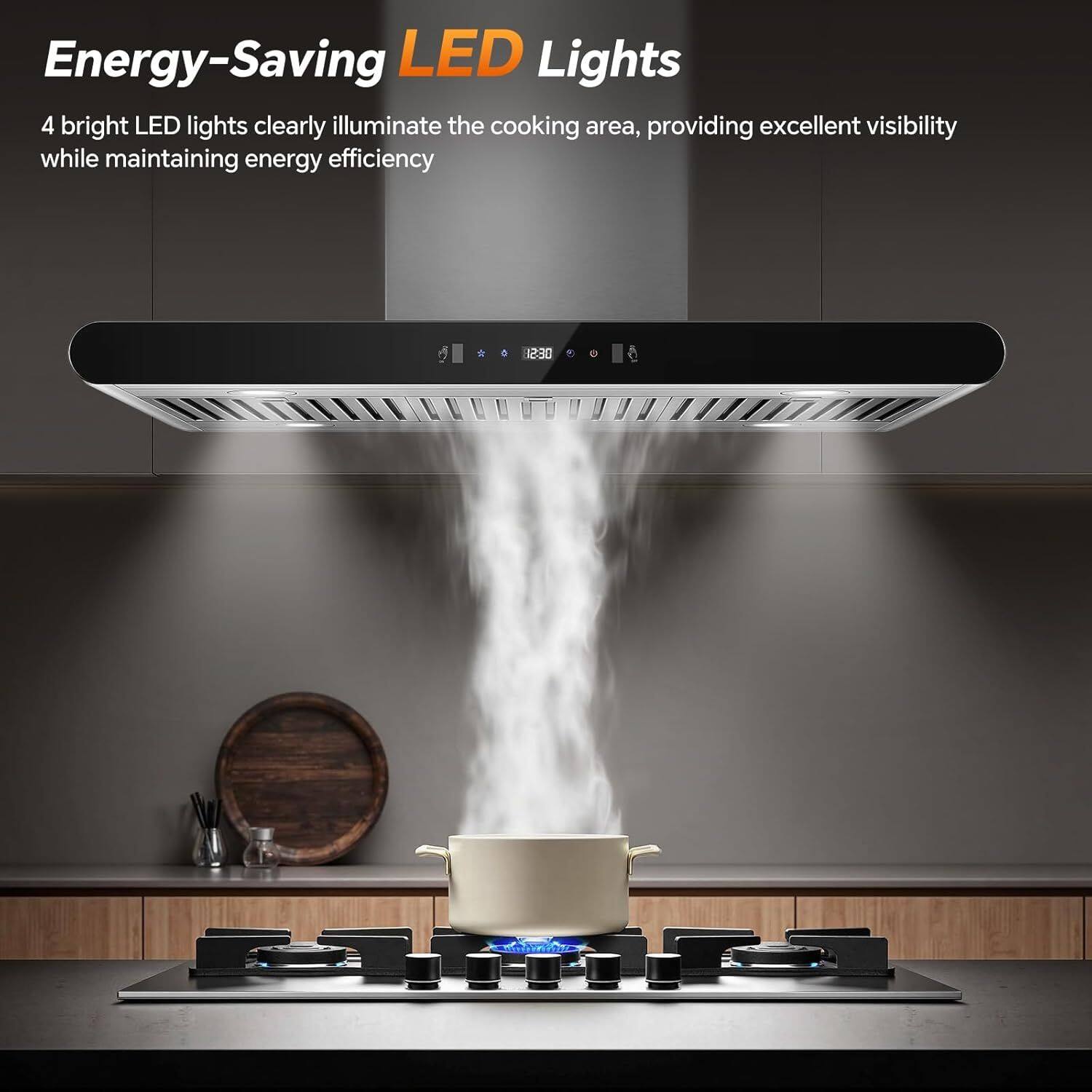 Energy-Saving LED Lights

4 bright LED lights clearly illuminate the cooking area, providing excellent visibility while maintaining energy efficiency