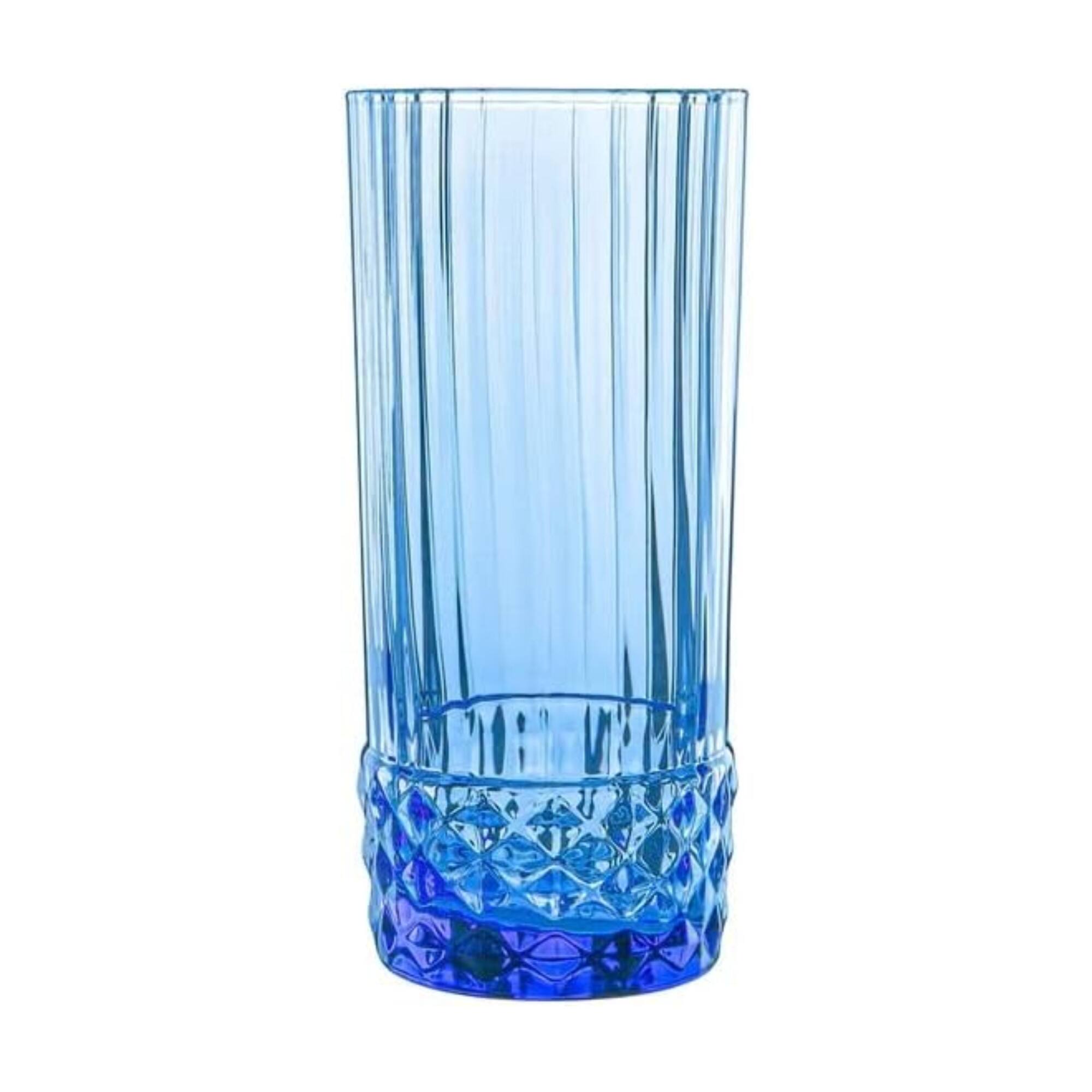 Angle. Bormioli Rocco - Bormioli Rocco Cooler Drinking Glasses, Set of 6, Sapphire Blue, 16.25 Oz - Clear.