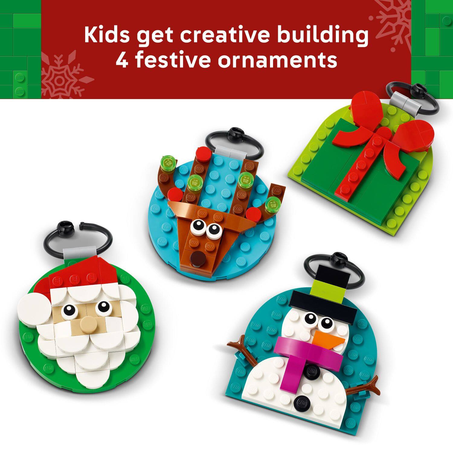 Kids get creative building 4 festive ornaments