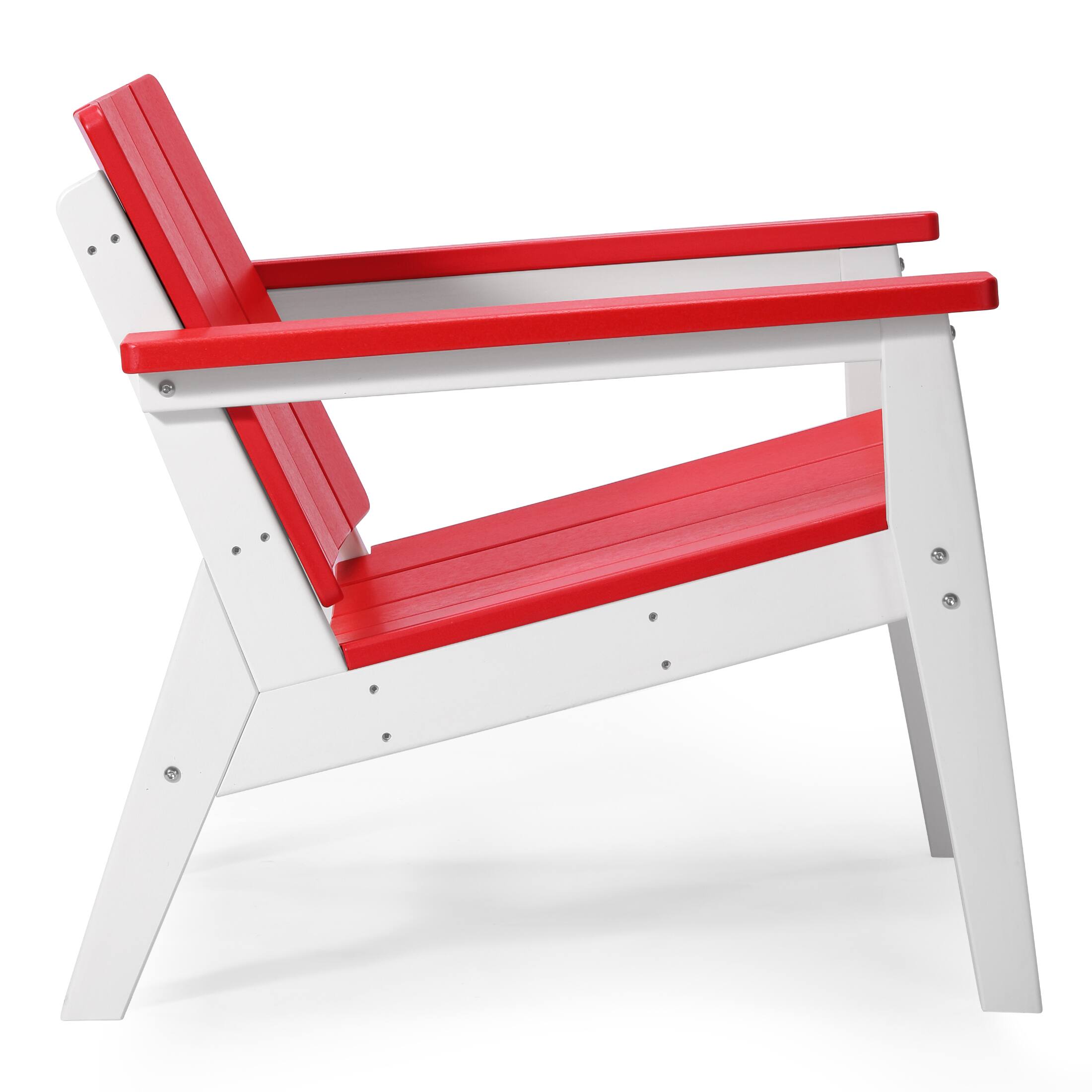 Back. WestinTrends - WestinTrends Pacifica 3-Piece Outdoor HDPE Conversation Set with Deep Seating Chairs and Round Side Table - White/Red.