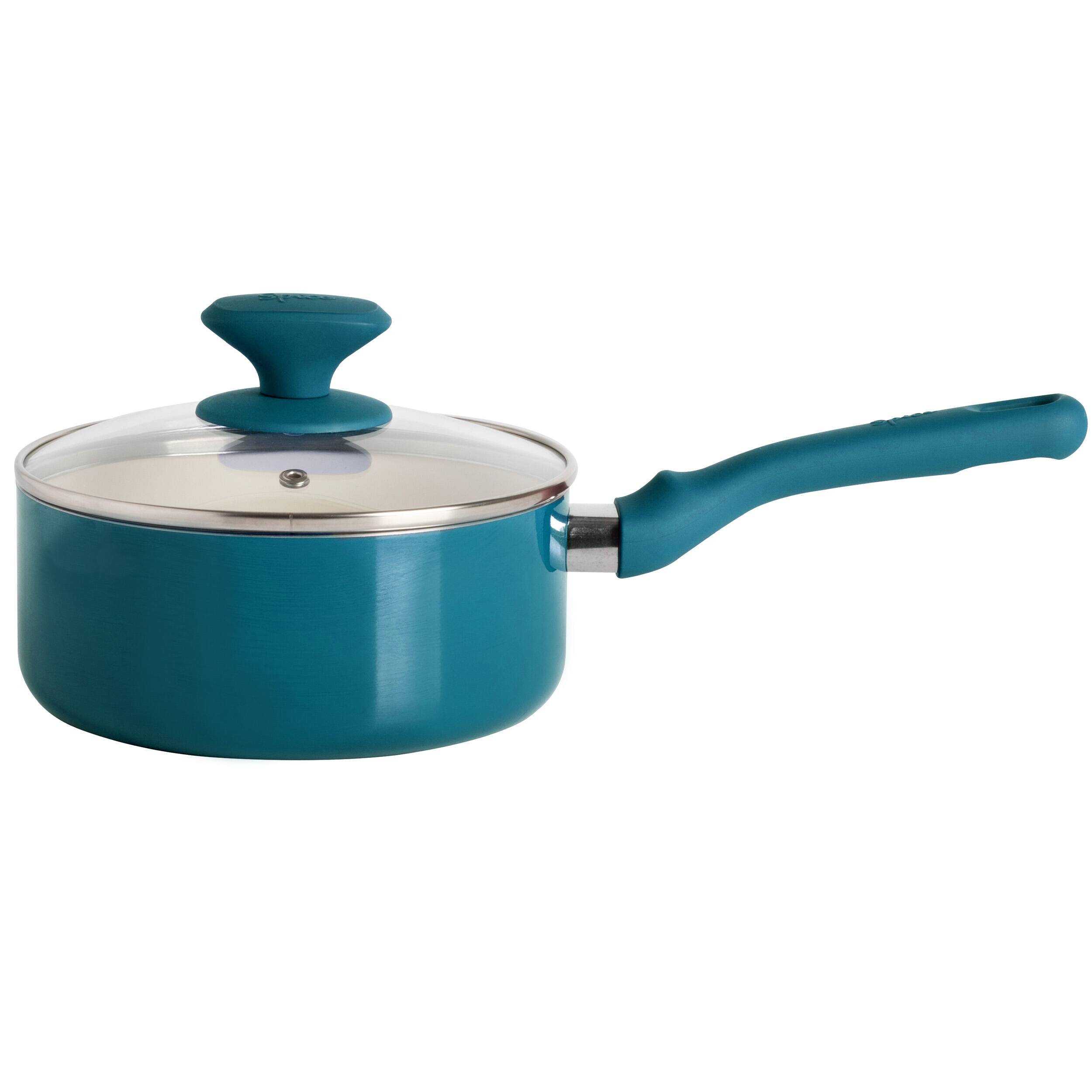 Alt View 3. Spice By Tia Mowry - Spice By Tia Mowry 10 Piece Ceramic Nonstick Aluminum Cookware Set in Teal - Teal.