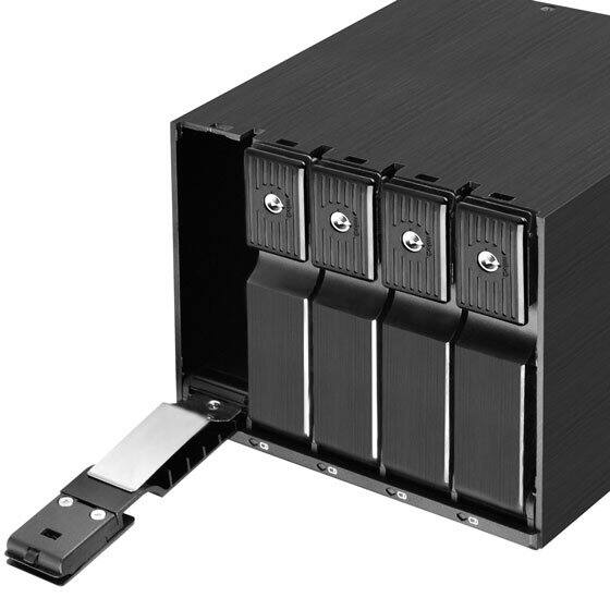 Back. SilverStone - SST-FS305-12G-X Three 5.25" device bay to five 3.5" SAS-12G / SATA-6Gbit/s trayless hot-swap cage - Black.