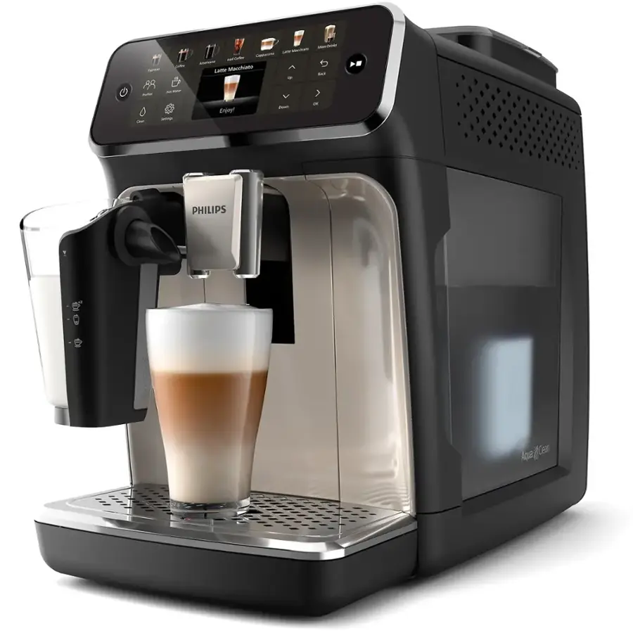 "Philips" is the brand of the coffee maker in the image.