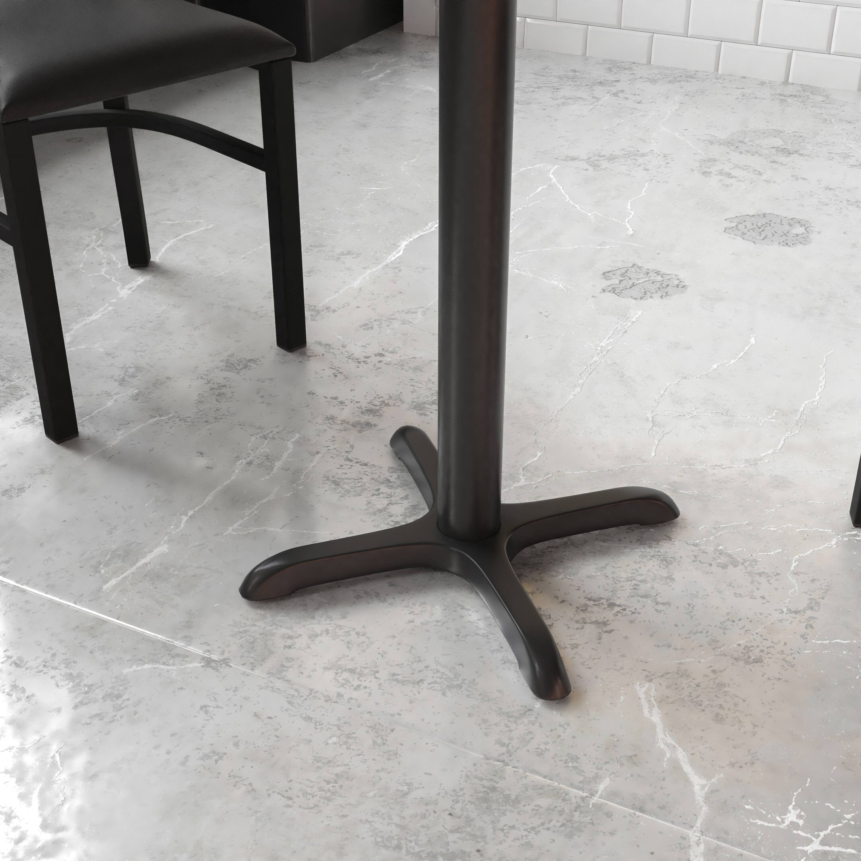 Alt View 3. Emma + Oliver - 22'' x 22'' Restaurant Table X-Base with 3'' Dia. Table Height Column - Black.