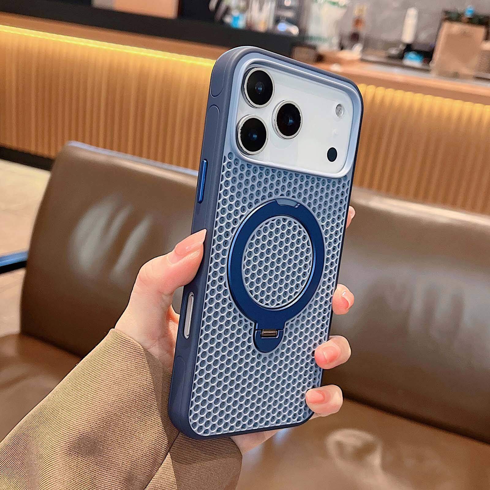 Alt View 8. UUCOVER - Magnetic Kickstand Case For Apple iPhone 18 Pro Max with Rotating Ring Compatible with MagSafe, Heat Dissipation Cover - Darkblue.