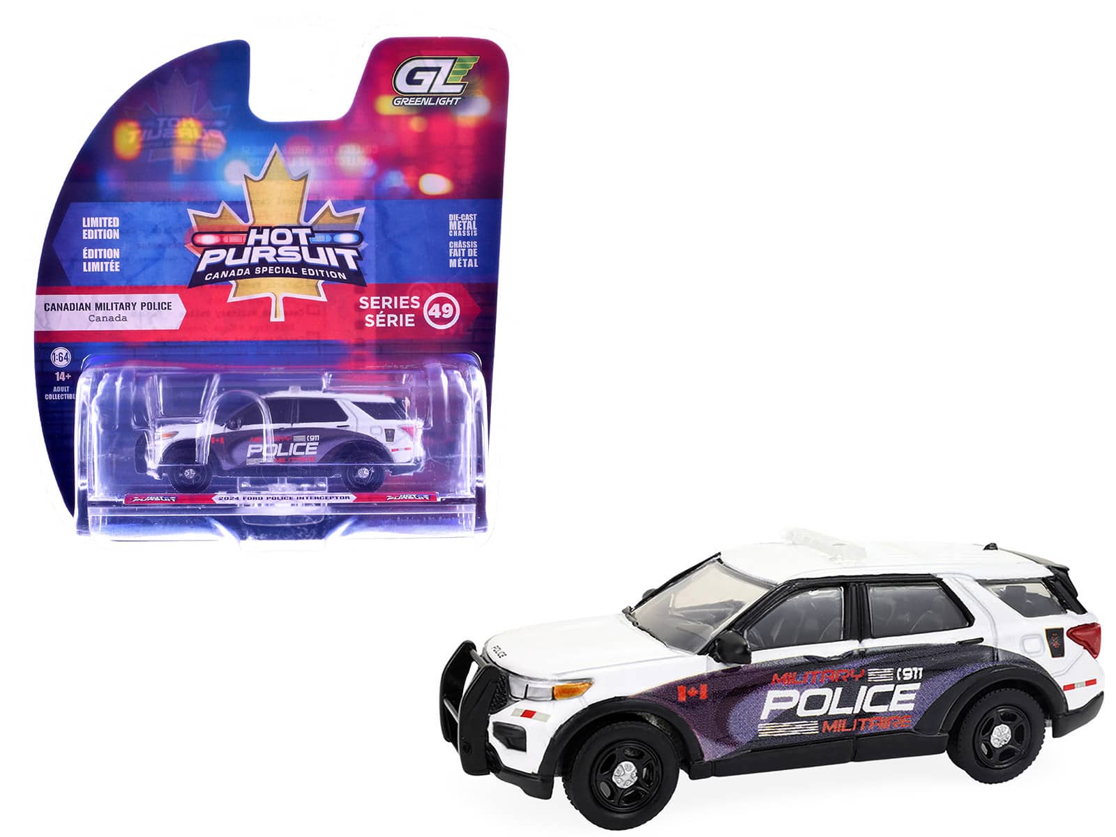 "2024 Ford Police Interceptor Utility ""Canada Military Police"" White w/ Graphics 1/64 Diecast Model Car by Greenlight" price history on PriceWatchPro