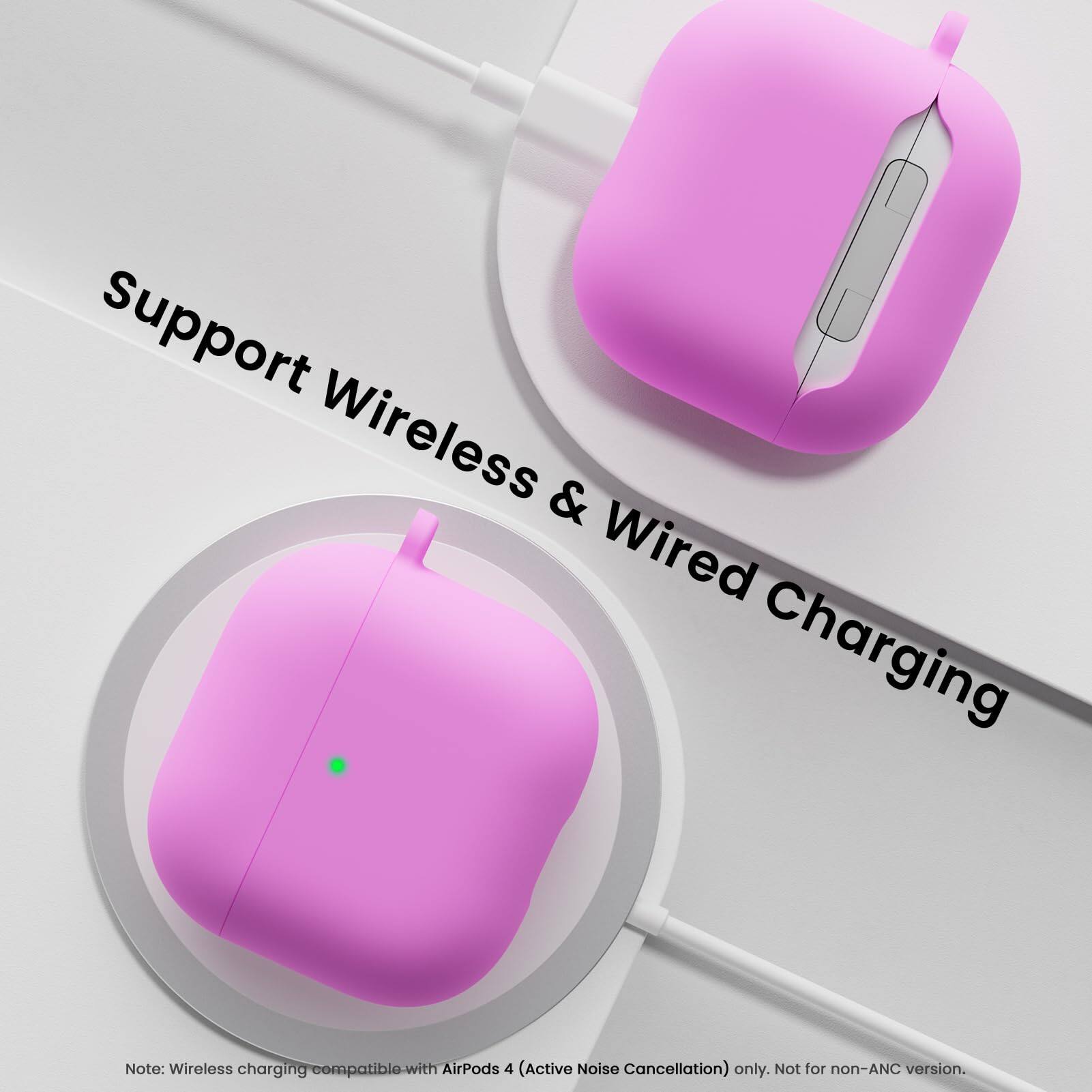 Support Wireless & Wired Charging

Note: Wireless charging compatible with AirPods 4 (Active Noise Cancellation) only. Not for non-ANC version.