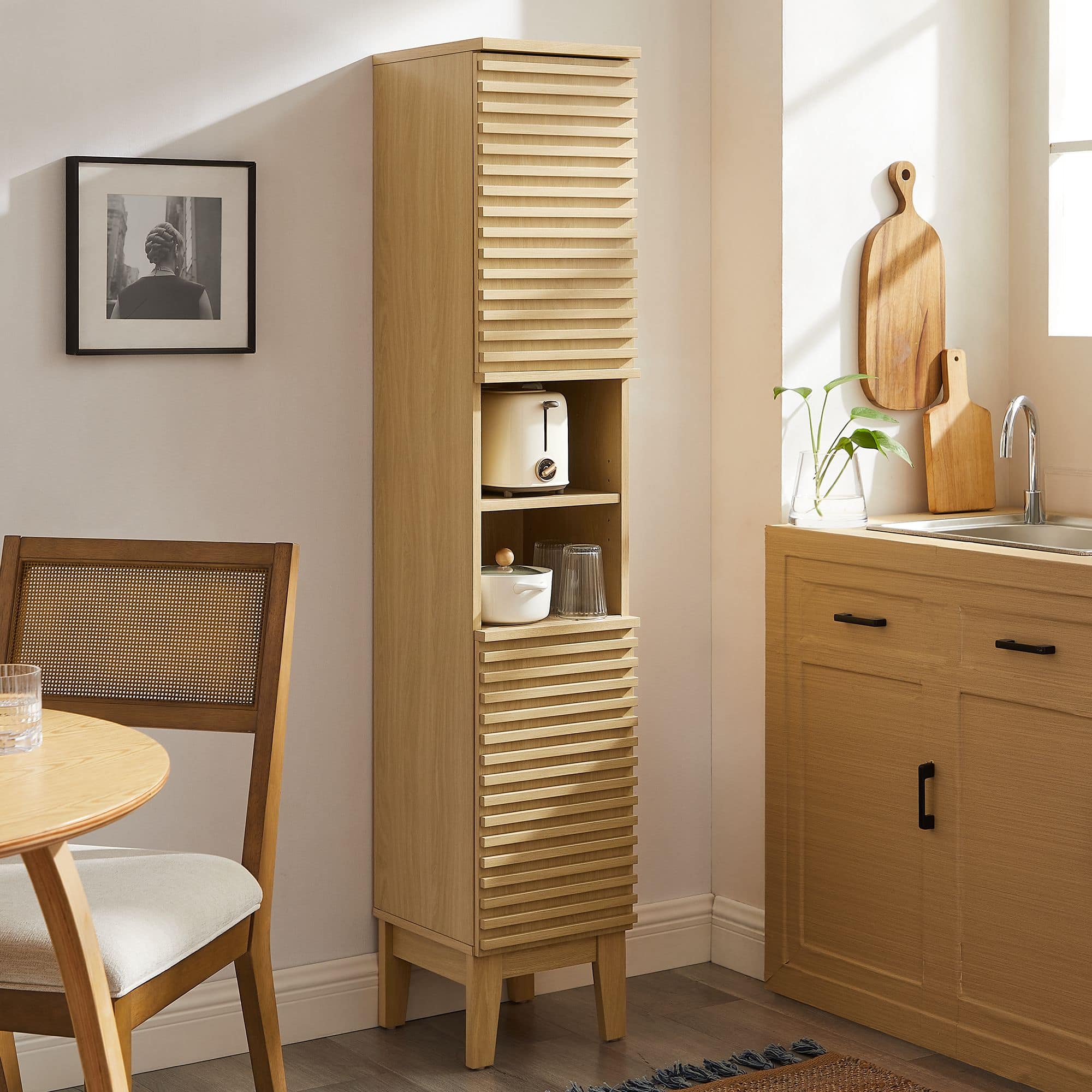 Render Tall Narrow Bathroom Storage Cabinet by Modway - Oak
