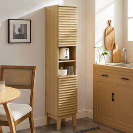 Render Tall Narrow Bathroom Storage Cabinet by Modway - Oak