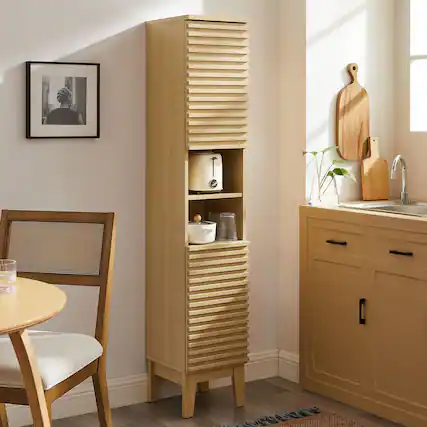Front. Modway - Render Tall Narrow Bathroom Storage Cabinet by Modway - Oak.