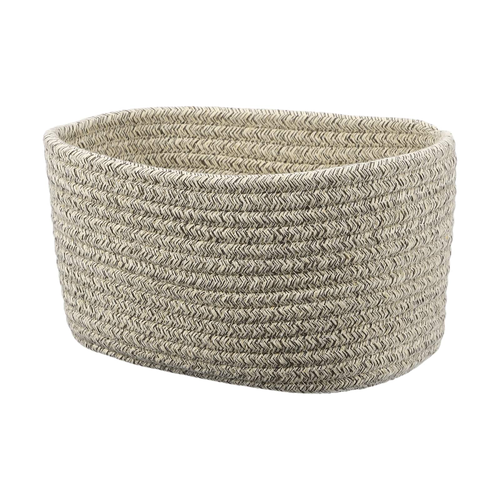 Unique Bargains - Small Woven Basket, 8.3x5.9x4.7 Inch Rectangular Rope Basket, Decorative Gift Chest Box for Shelf Storage Home Decor - Light Gray