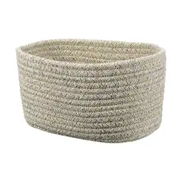 Unique Bargains - Small Woven Basket, 8.3x5.9x4.7 Inch Rectangular Rope Basket, Decorative Gift Chest Box for Shelf Storage Home Decor - Light Gray