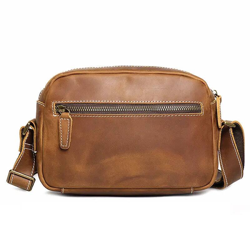 Alt View 4. Steel Horse Leather - Soren Vintage Leather Crossbody Bag Sling - Brown.