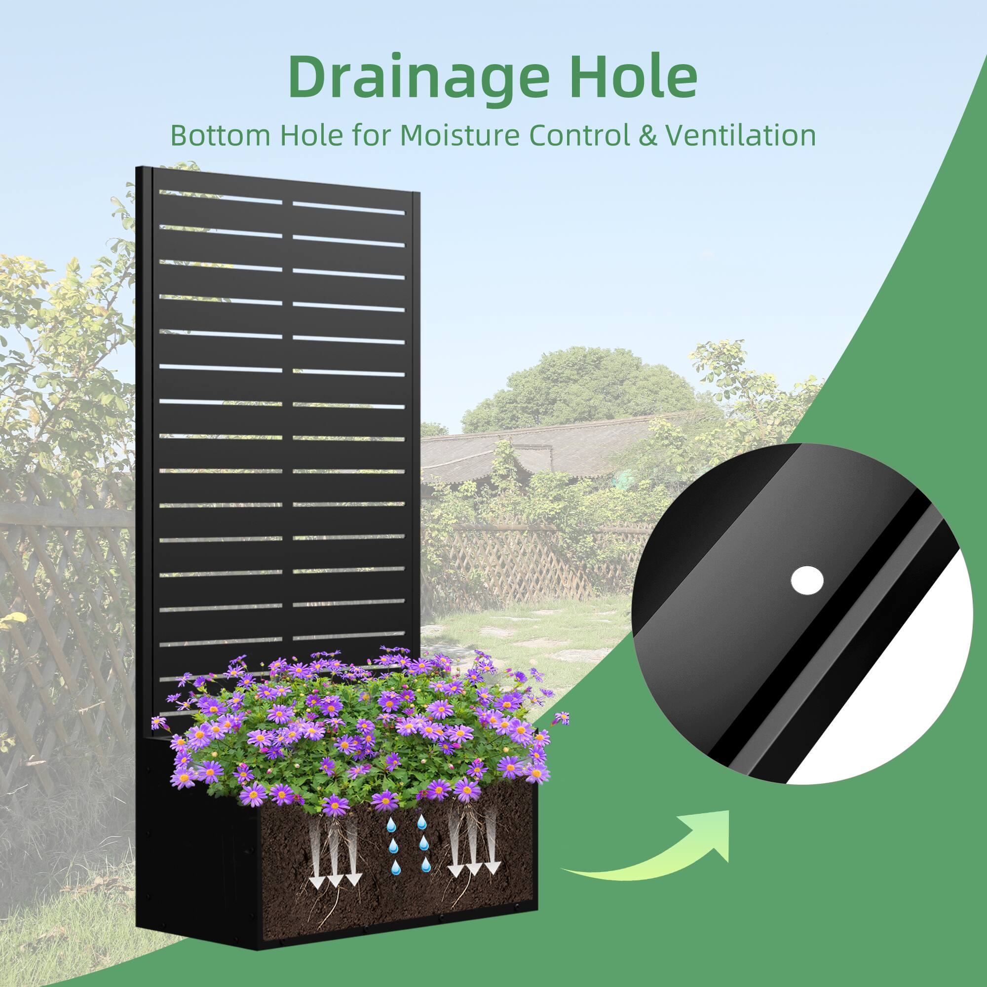 Drainage Hole  
Bottom Hole for Moisture Control & Ventilation
