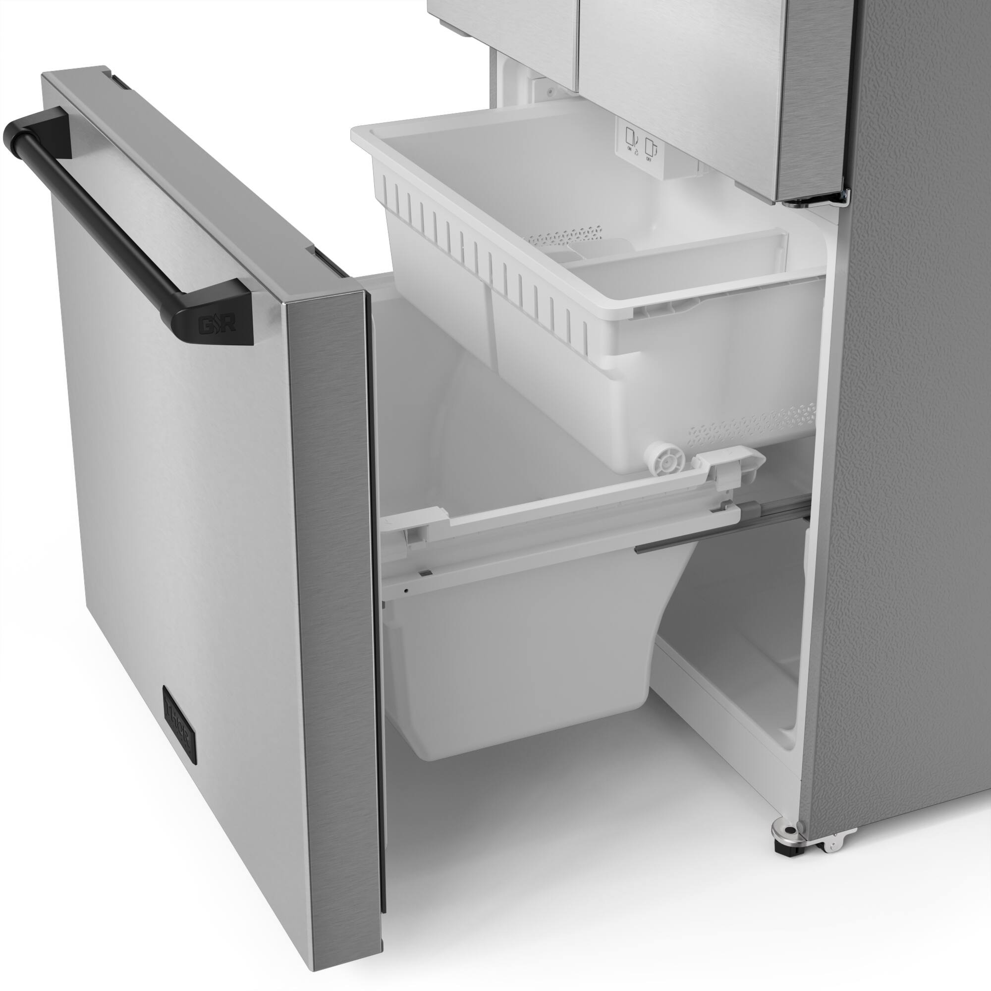 Alt View 11. Thor Kitchen - Gordon Ramsay Series by Thor Kitchen 17.5 Cu. Ft. Counter Depth Refrigerator with Black Hardware - Stainless steel.