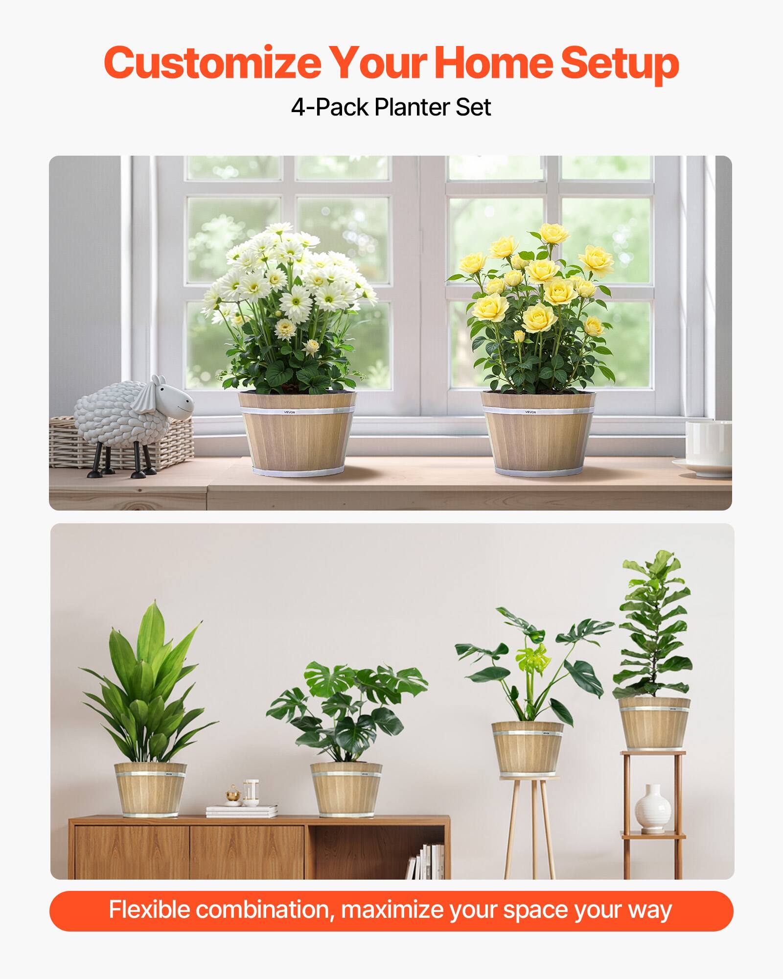 Customize Your Home Setup  
4-Pack Planter Set  

Flexible combination, maximize your space your way