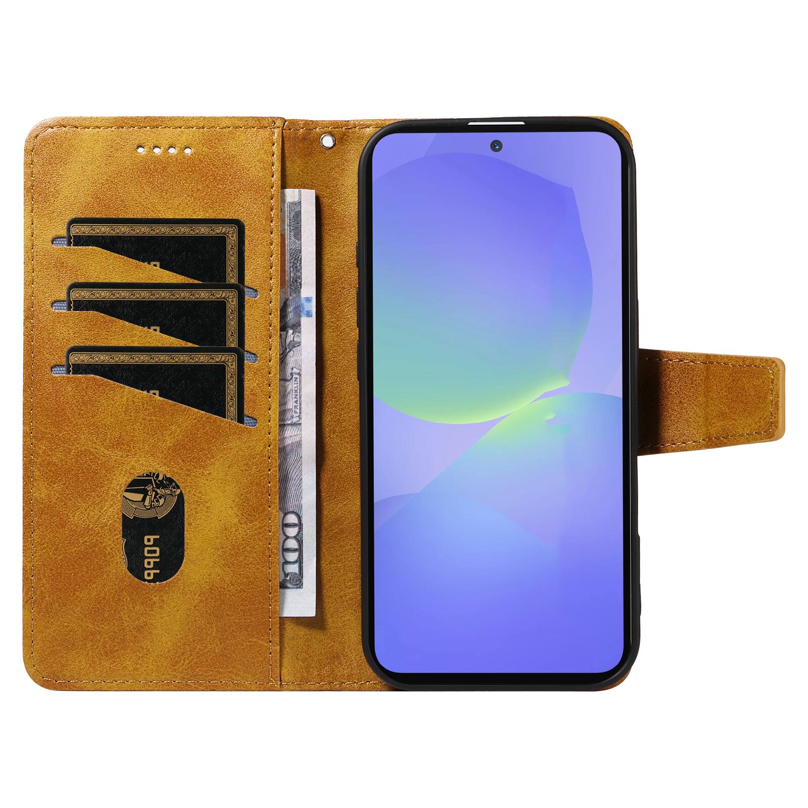 Alt View 2. Dteck - For Samsung Galaxy A17 5G Shockproof Leather Folio Kickstand Card Slots Wallet Case with Strap - Yellow.