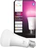 PHILIPS hue
E26
White and color ambiance
Ambiance blanche et colorée
100 W = 13.5 W LED
1600 lumen
matter
works with alexa
works with Apple Home
works with Google Home
hue
white and color
1600