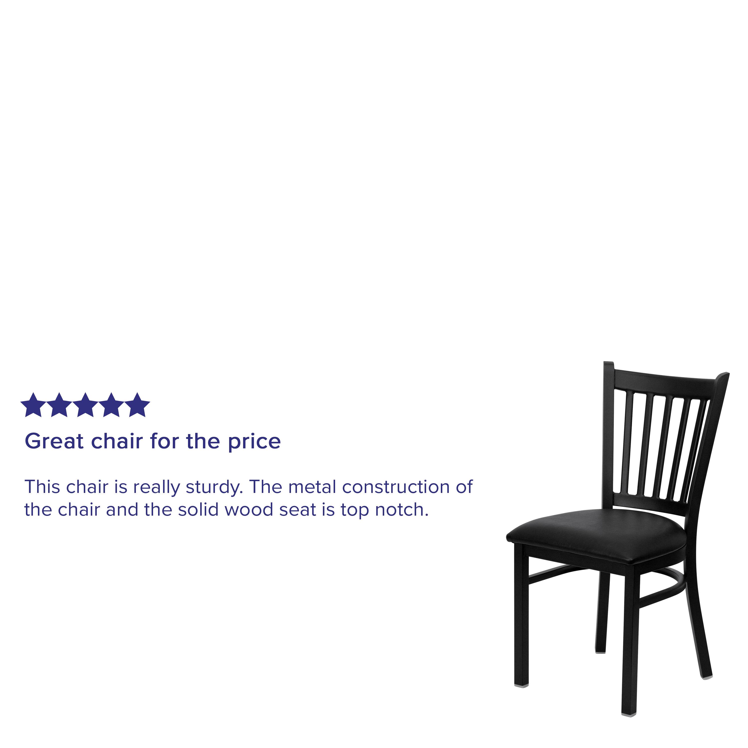 Great chair for the price

This chair is really sturdy. The metal construction of the chair and the solid wood seat is top notch.