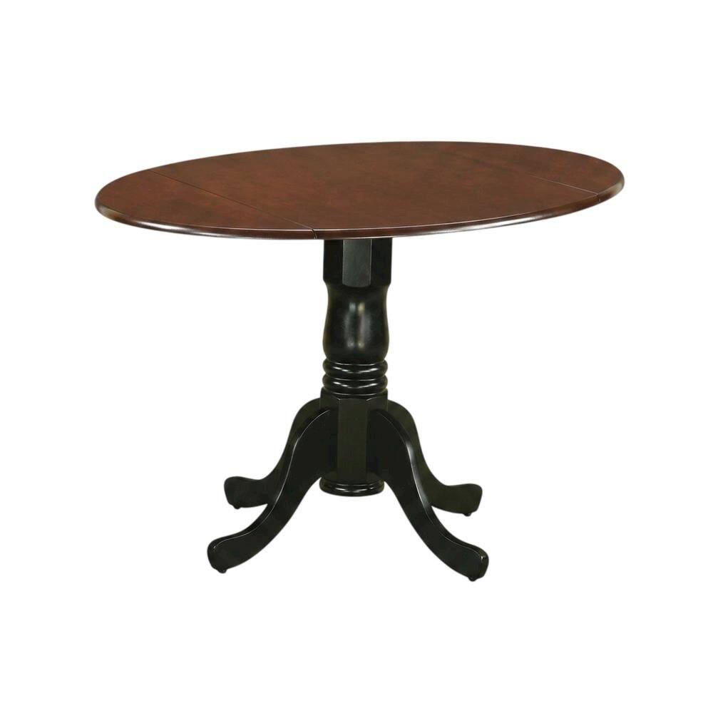 Angle. FurniFact - Mahogany Drop Leaf Round Table - Mahogany & Black.
