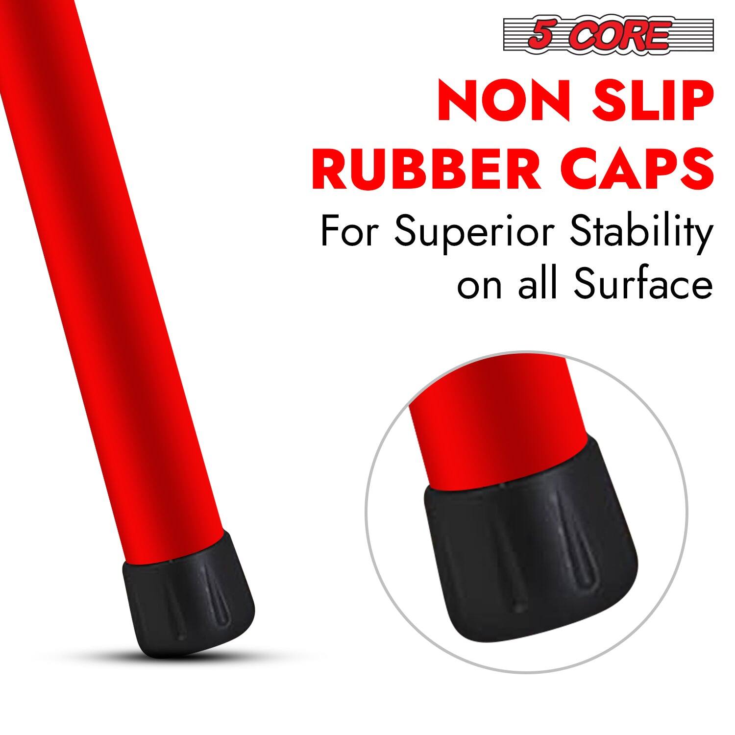 5 CORE NON SLIP RUBBER CAPS for Superior Stability on all Surfaces