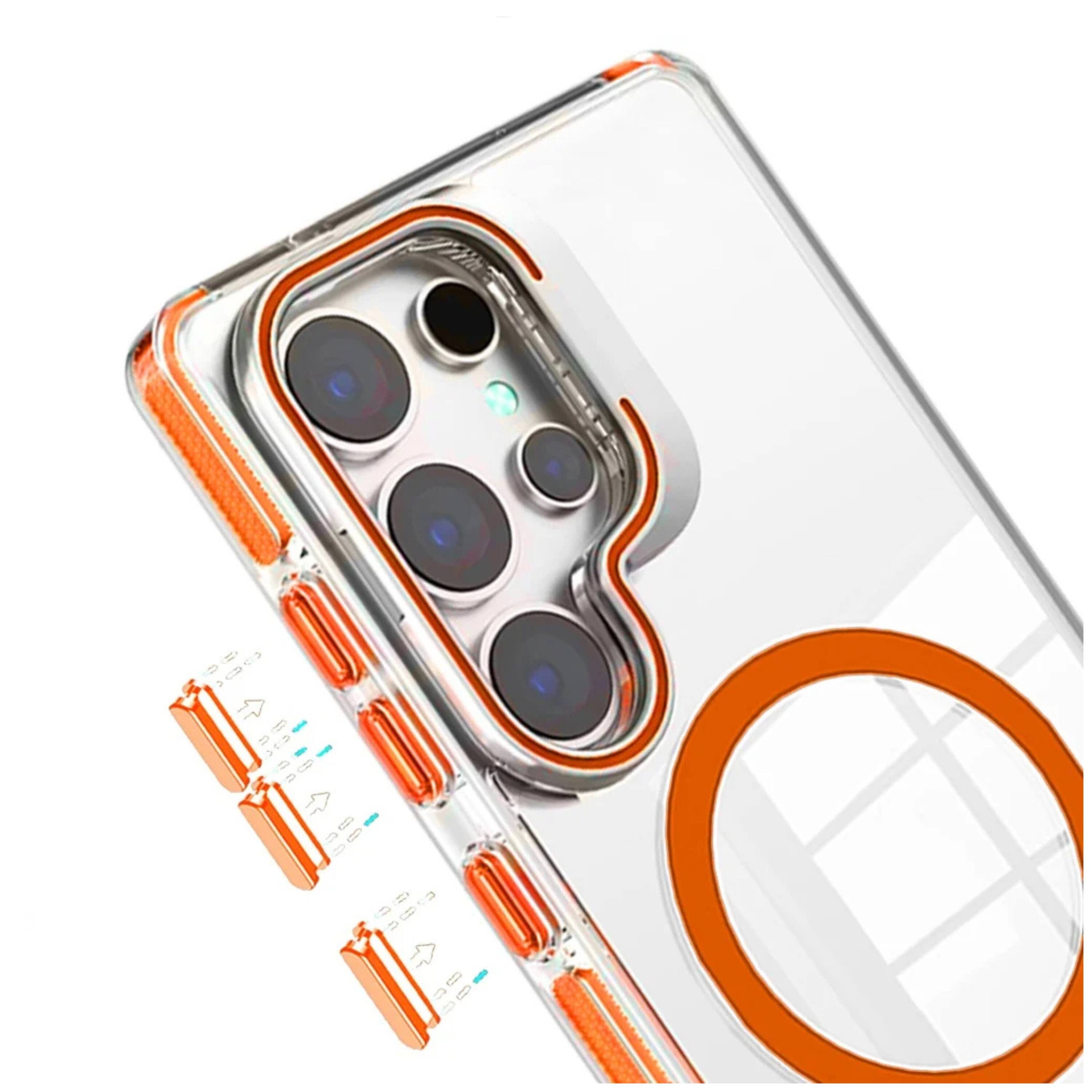 Angle. Kitcheniva - Shockproof With Camera Lens Stand Phone Case And Tempered Glass For Samsung Galaxy S26 Ultra Orange - Orange.