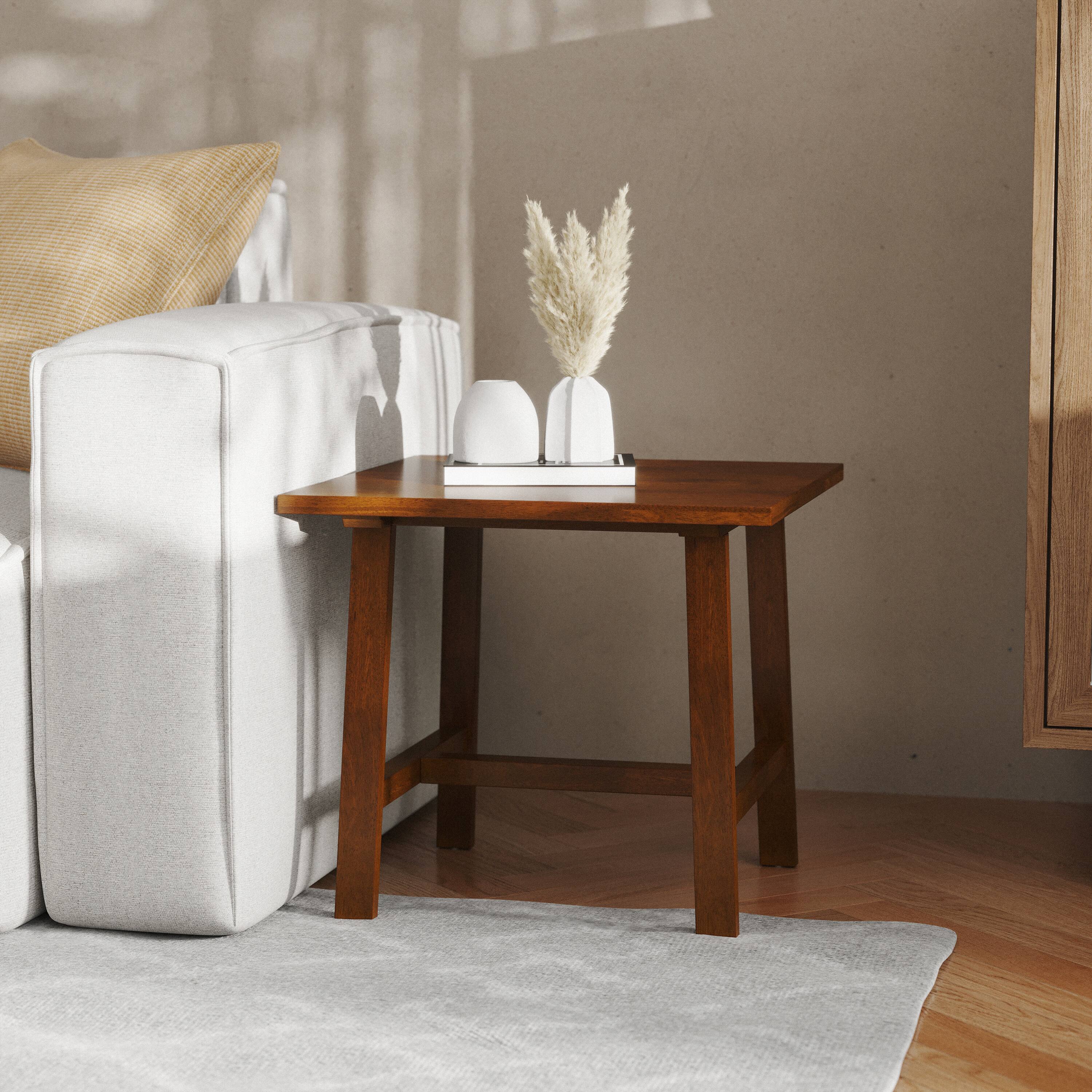 Alt View 2. Flash Furniture - Eli Solid Wood Farmhouse End Table, Trestle Style Accent Table in Walnut - Brown.