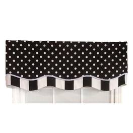 RLF Home - Glory Dotty Style High Quality 3" Rod Pocket Valance 50" X 16" - Black