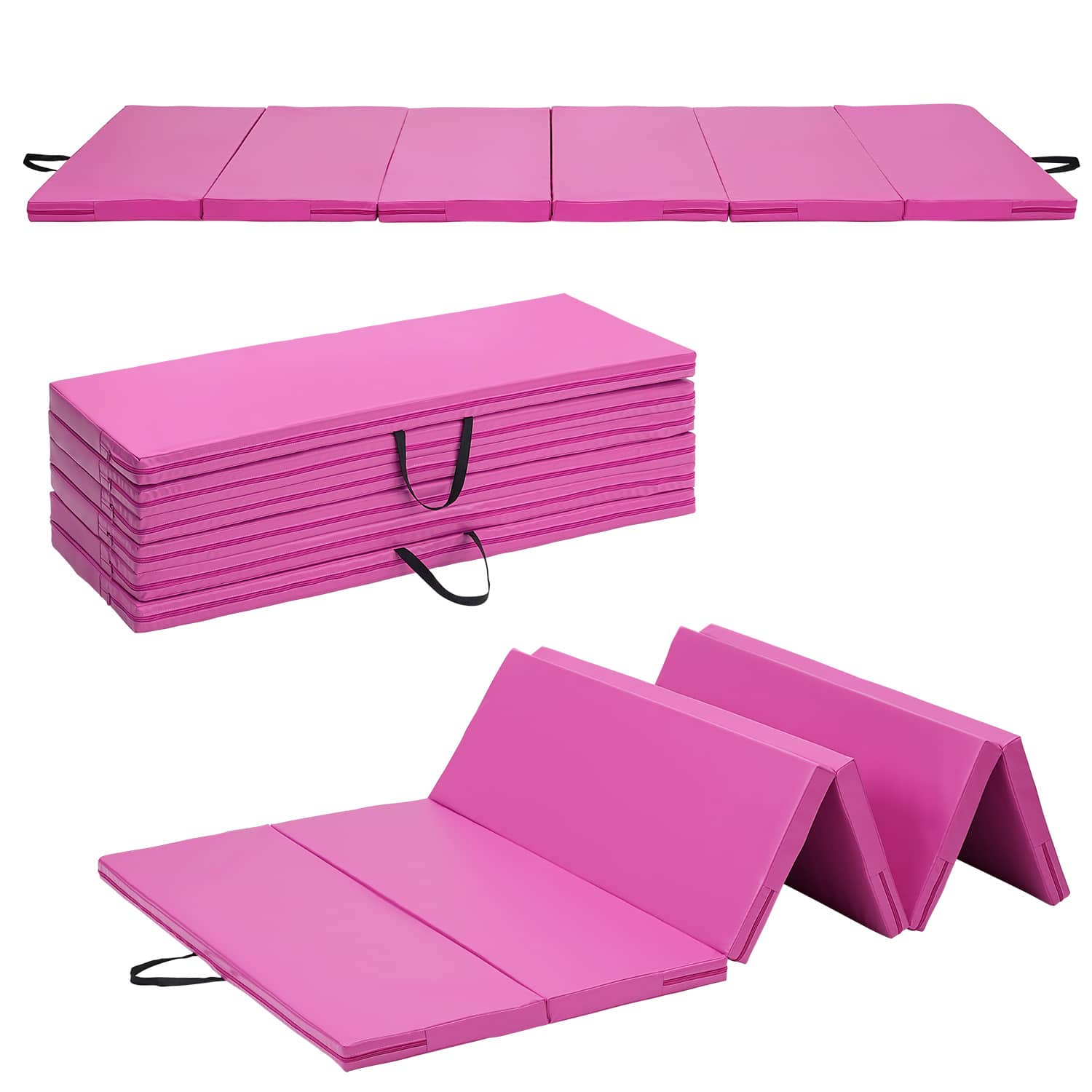 Ainfox - Gymnastics Mat Exercise Mat Gym Mat for Home Aerobics Workout Foldable Tumbling Mat - Pink