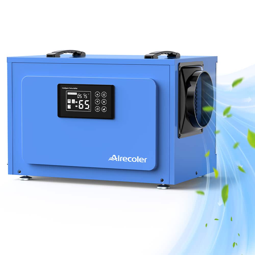 Airecoler - 125 Pints Commercial Dehumidifier with Pump for Crawl Spaces Basements with Auto Defrost - Blue