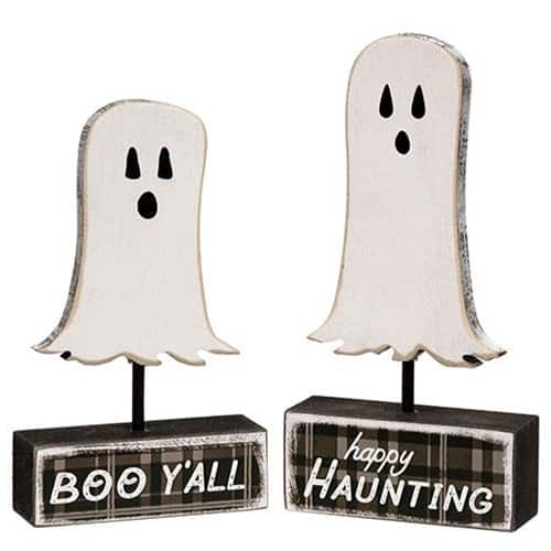BreeBe - 2/Set Happy Haunting Ghost Pedestals - White, Black