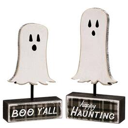 BreeBe - 2/Set Happy Haunting Ghost Pedestals - White, Black
