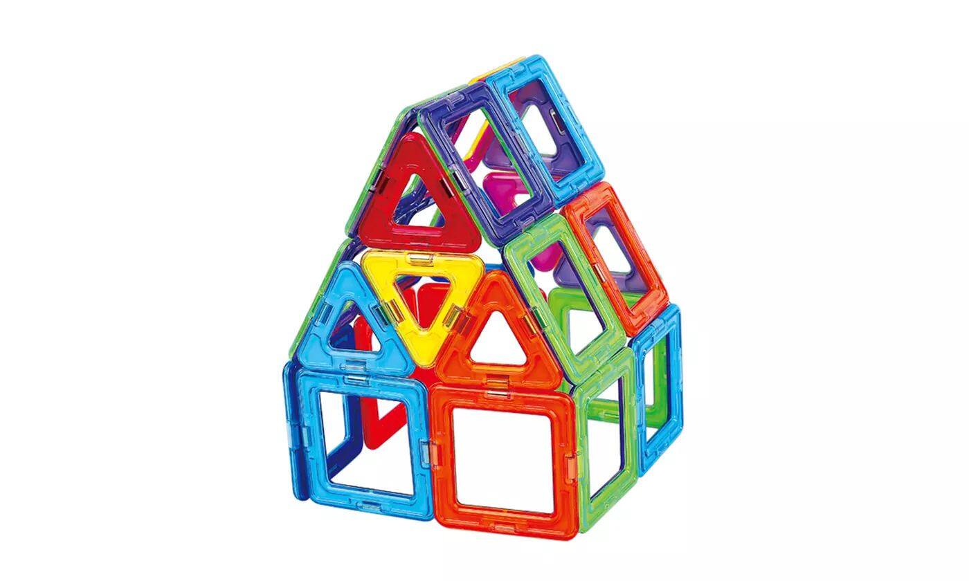 Link Kids Magnetic Building Blocks Tile Set with Storage Case 48 Piece ...