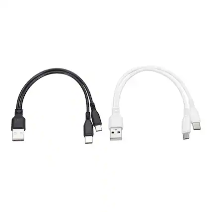 Front. Unique Bargains - 2pcs Multi USB-A to Micro USB & Type-C 2-in-1 Splitter Charging Cable, 8in 5V 2A for Phone/PowerBank/Tablet - Black, White.